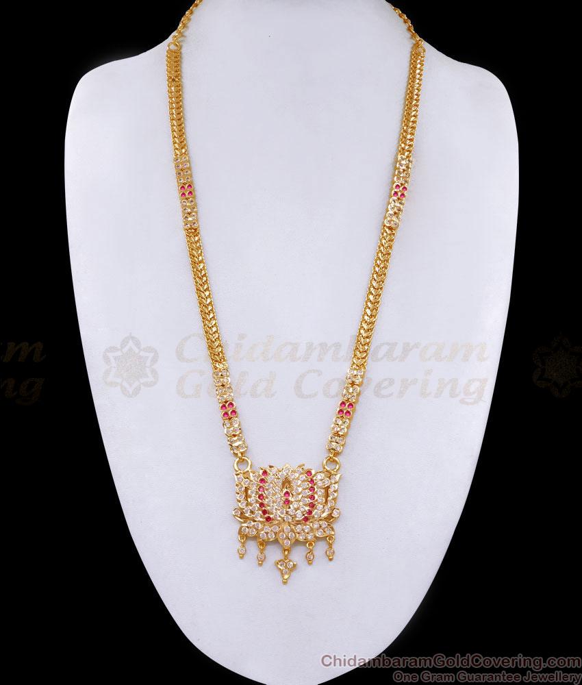 Original Impon Lotus Design Gold Plated Long Haram Design Online HR3382 Original Impon Lotus Design Gold Plated Long Haram Design Online HR3382