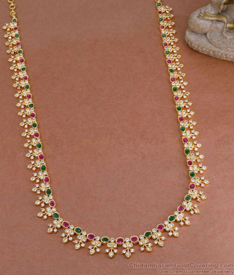 Stylish Full Kemp Stone Gold Plated Haram Design For Wedding HR3384