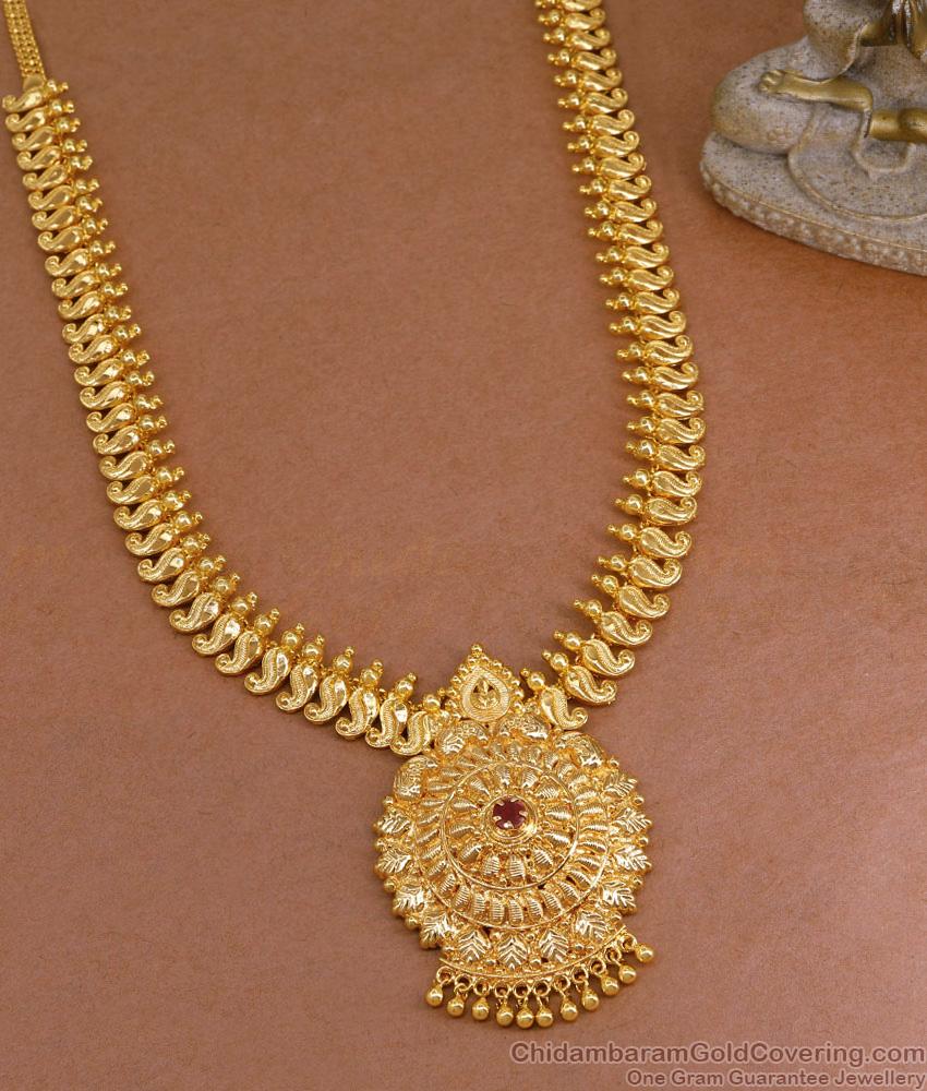 Premium Quality Gold Plated Mango Haram Ruby Stone Design HR3385 Premium Quality Gold Plated Mango Haram Ruby Stone Design HR3385