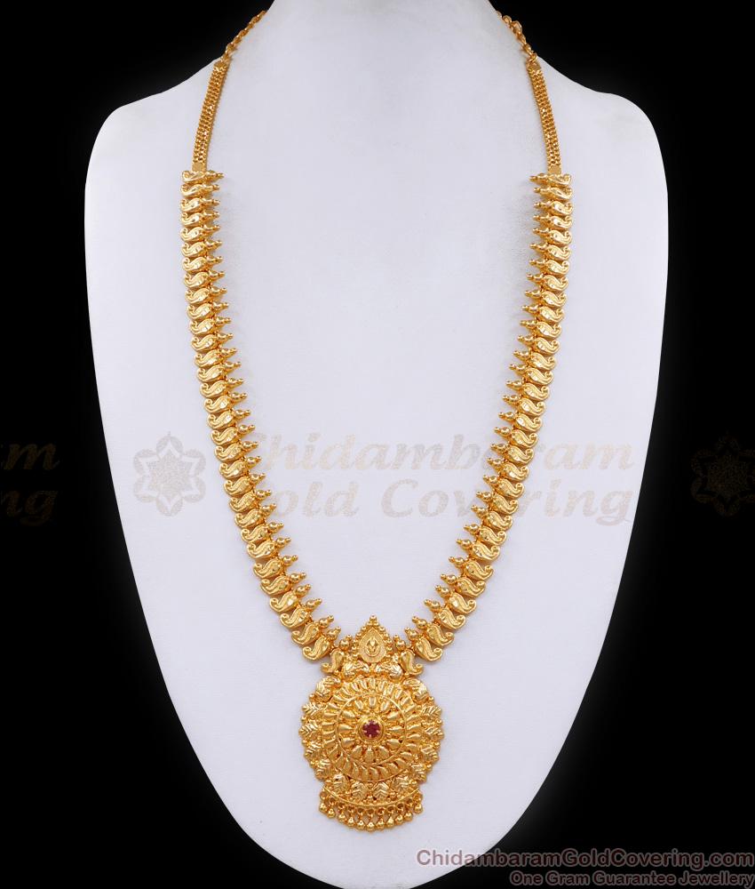 Premium Quality Gold Plated Mango Haram Ruby Stone Design HR3385 Premium Quality Gold Plated Mango Haram Ruby Stone Design HR3385