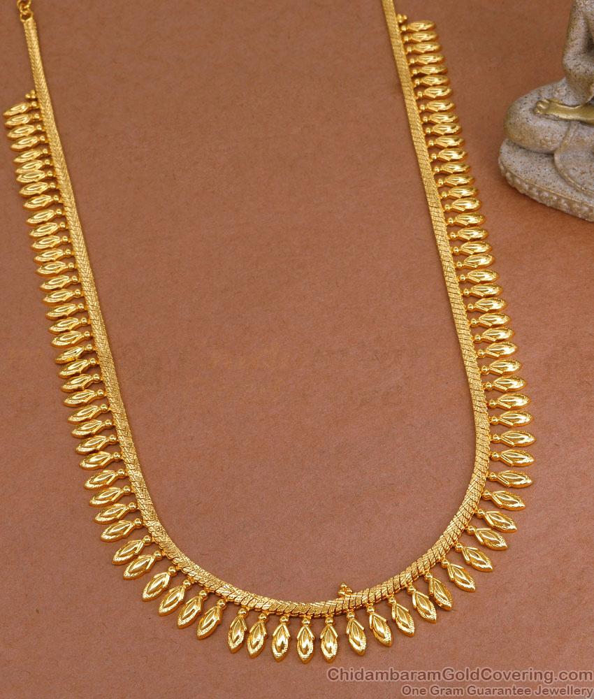 Beautiful Big Mullai Mottu Gold Imitation Long Haram For Brides HR3388 Beautiful Big Mullai Mottu Gold Imitation Long Haram For Brides HR3388