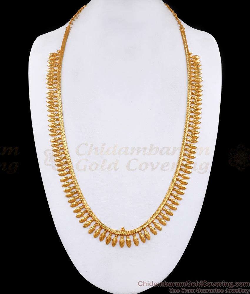 Beautiful Big Mullai Mottu Gold Imitation Long Haram For Brides HR3388 Beautiful Big Mullai Mottu Gold Imitation Long Haram For Brides HR3388