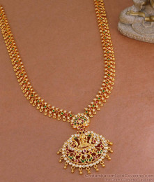 Ad Stone Lakshmi Design Micro Gold Plated Haram Design For Wedding HR3393