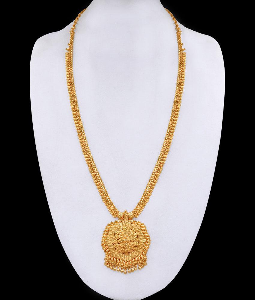 Trendy One Gram Gold Long Haram Mullaipoo Kerala Bridal Jewelry HR3398 Trendy One Gram Gold Long Haram Mullaipoo Kerala Bridal Jewelry HR3398