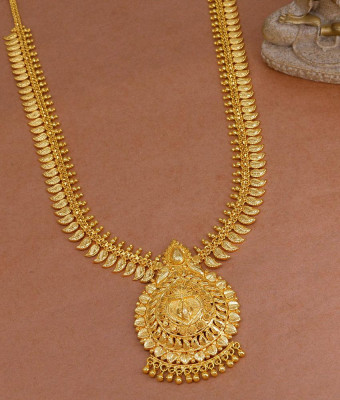 Plain Leaf Design Micro Gold Plated Haram Design For Wedding HR3399