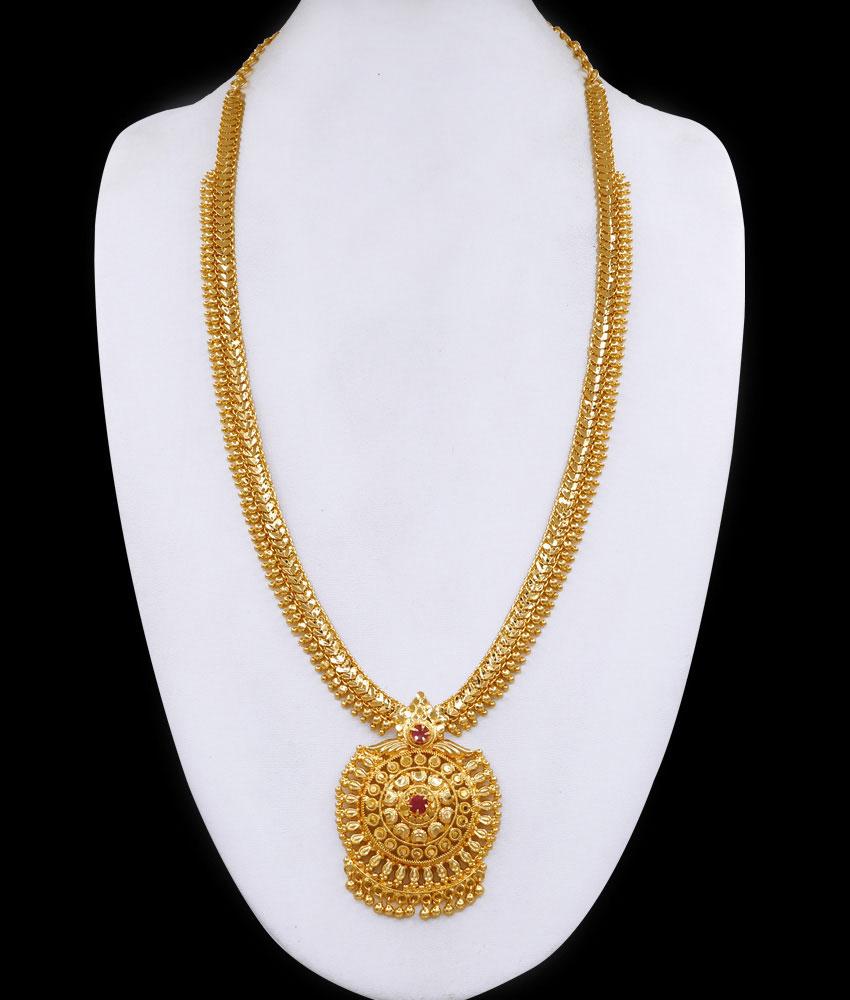 Premium Quality Ruby Stone Gold Plated Long Haram For Brides HR3401 Premium Quality Ruby Stone Gold Plated Long Haram For Brides HR3401