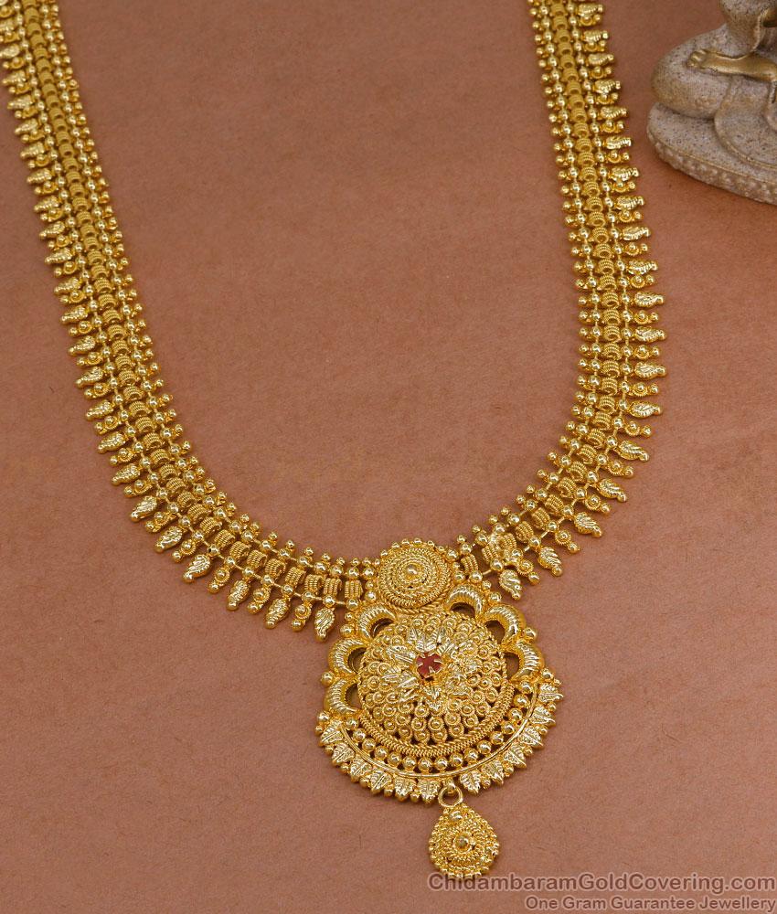 Grand Bridal Look Gold Imitation Haram Ruby Stone Design For Women HR3402 Grand Bridal Look Gold Imitation Haram Ruby Stone Design For Women HR3402
