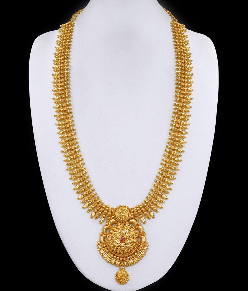 Grand Bridal Look Gold Imitation Haram Ruby Stone Design For Women HR3402 Grand Bridal Look Gold Imitation Haram Ruby Stone Design For Women HR3402