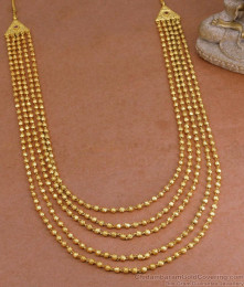 Traditional Multi Layer Golden Beads Haram With Ruby Stone Design HR3403