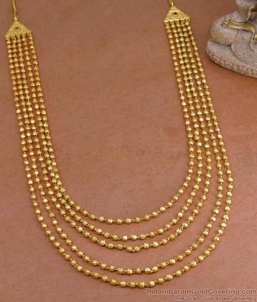 Traditional Multi Layer Golden Beads Haram With Ruby Stone Design HR3403 Traditional Multi Layer Golden Beads Haram With Ruby Stone Design HR3403