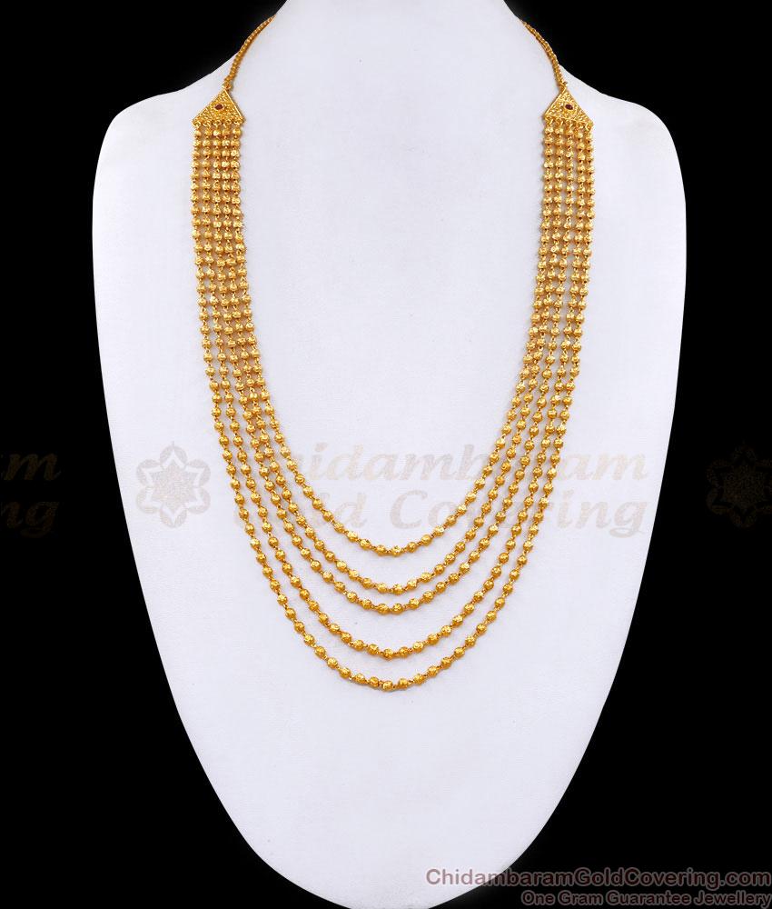 Traditional Multi Layer Golden Beads Haram With Ruby Stone Design HR3403 Traditional Multi Layer Golden Beads Haram With Ruby Stone Design HR3403