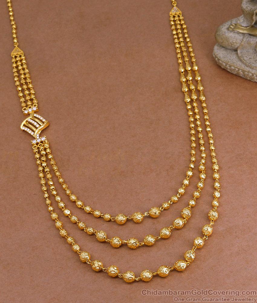 New Arrival Golden Beads 3 Layer Secondary Haram 1 Gram Gold Jewelry HR3404 New Arrival Golden Beads 3 Layer Secondary Haram 1 Gram Gold Jewelry HR3404