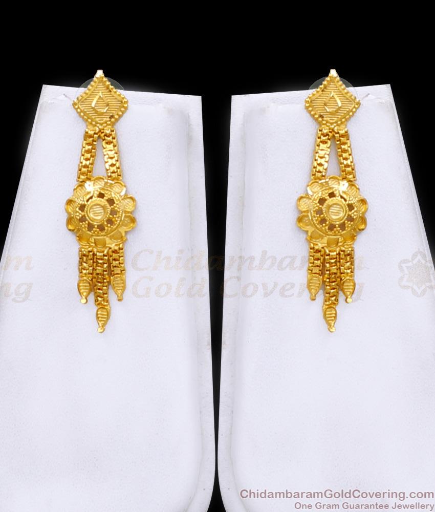 Real Gold Look Long Haram Design With Earring For Brides HR3410