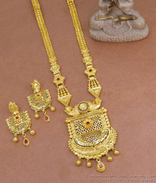 Grand Bollywood Design Forming Gold Rani Haram Earring Set HR3412