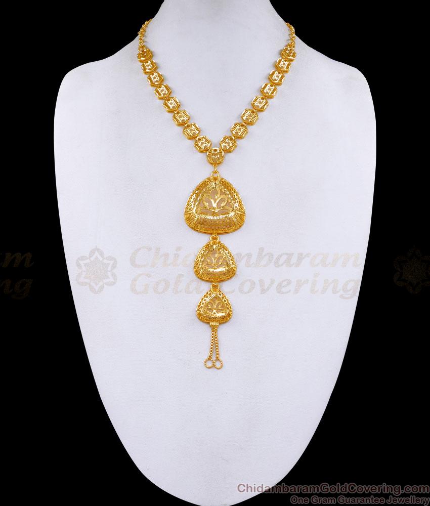 Latest 3 Pendant Design Two Gram Gold Secondary Haram Design For Wedding HR3440 Latest 3 Pendant Design Two Gram Gold Secondary Haram Design For Wedding HR3440