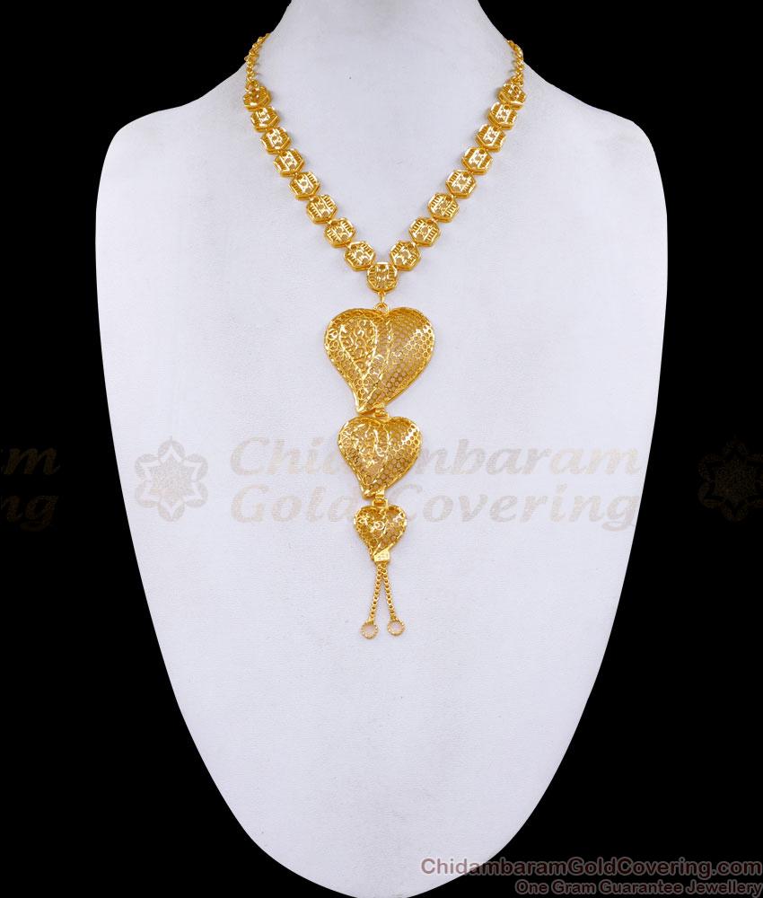 Stylish Multi Heart Pendant Forming Gold Long Necklace Design Online HR3441 Stylish Multi Heart Pendant Forming Gold Long Necklace Design Online HR3441