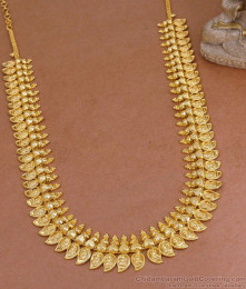 Traditional Bridal Wear Gold Imitation Lakshmi Leaf Haram Design Online HR3445