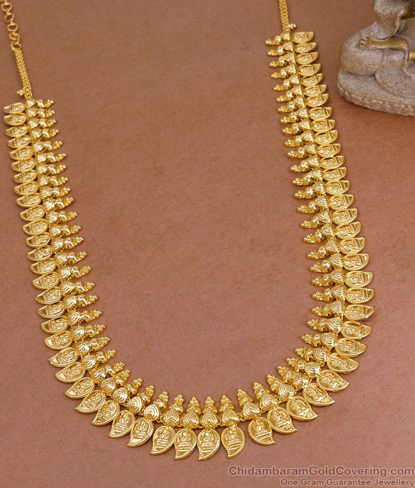 Traditional Bridal Wear Gold Imitation Lakshmi Leaf Haram Design Online HR3445