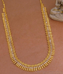 Glittering Ad White Stone Gold Plated Mullaipoo Haram Design Online HR3446