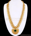 Premium Quality Micro Gold Plated Green Palakka Long Haram For Brides HR3449