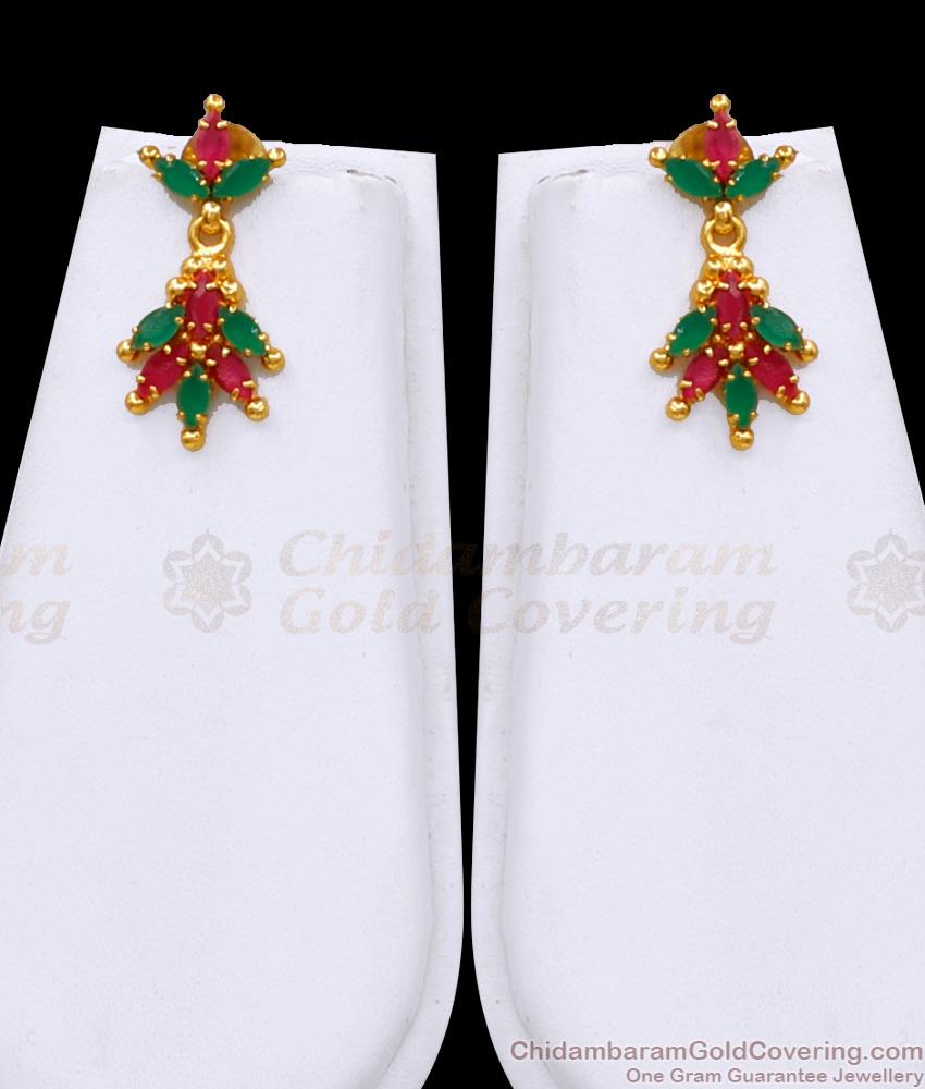 Stylish Ruby Green Stone Mullai Long Haram Necklace Combo 1 Gram Gold Bridal Jewelry HR3450 Stylish Ruby Green Stone Mullai Long Haram Necklace Combo 1 Gram Gold Bridal Jewelry HR3450