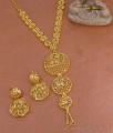 Pure Gold Tone Dubai Bridal Secondary Haram With Earring For Women HR3451