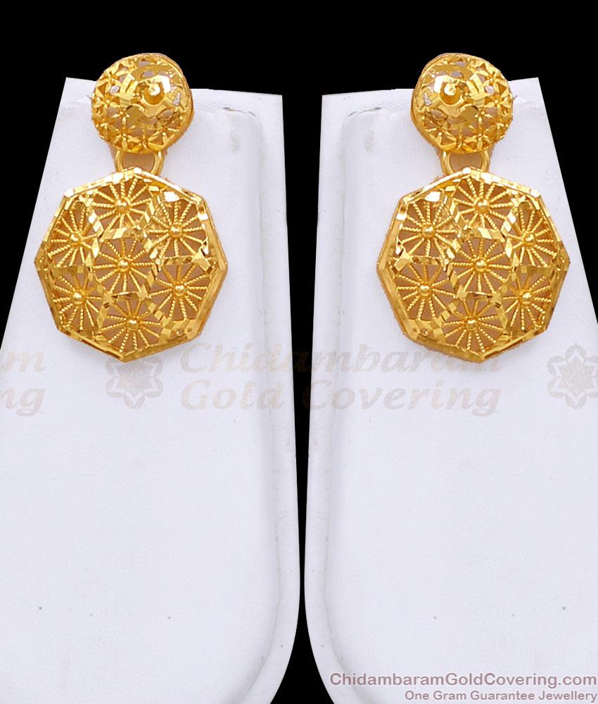 Pure Gold Tone Dubai Bridal Secondary Haram With Earring For Women HR3451