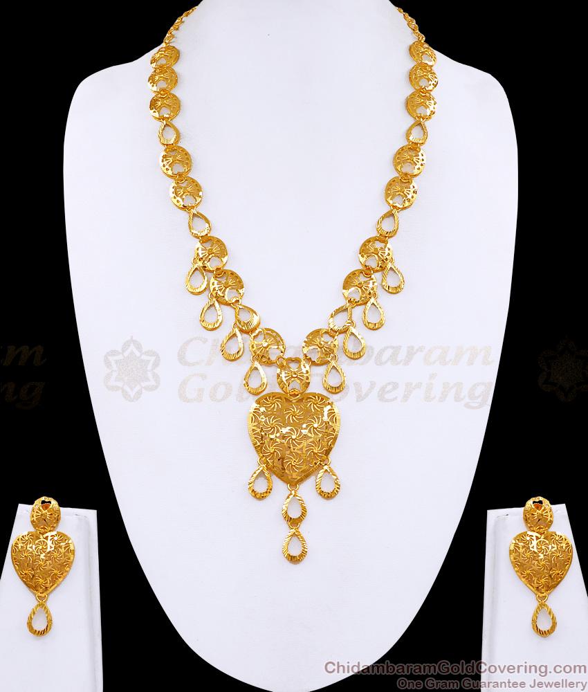 Trendy Bridal Wear Forming Gold Haram Heart Design Arabic Jewelry Set For Women HR3453