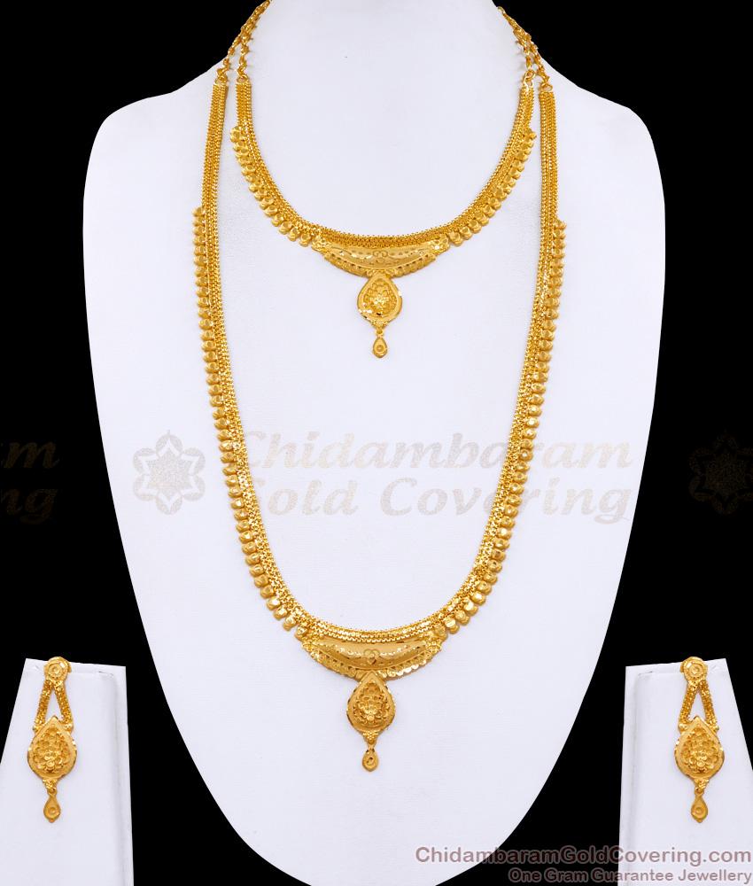 Attractive Bridal Wear Forming Gold Haram Necklace Wedding Combo Jewelry HR3455