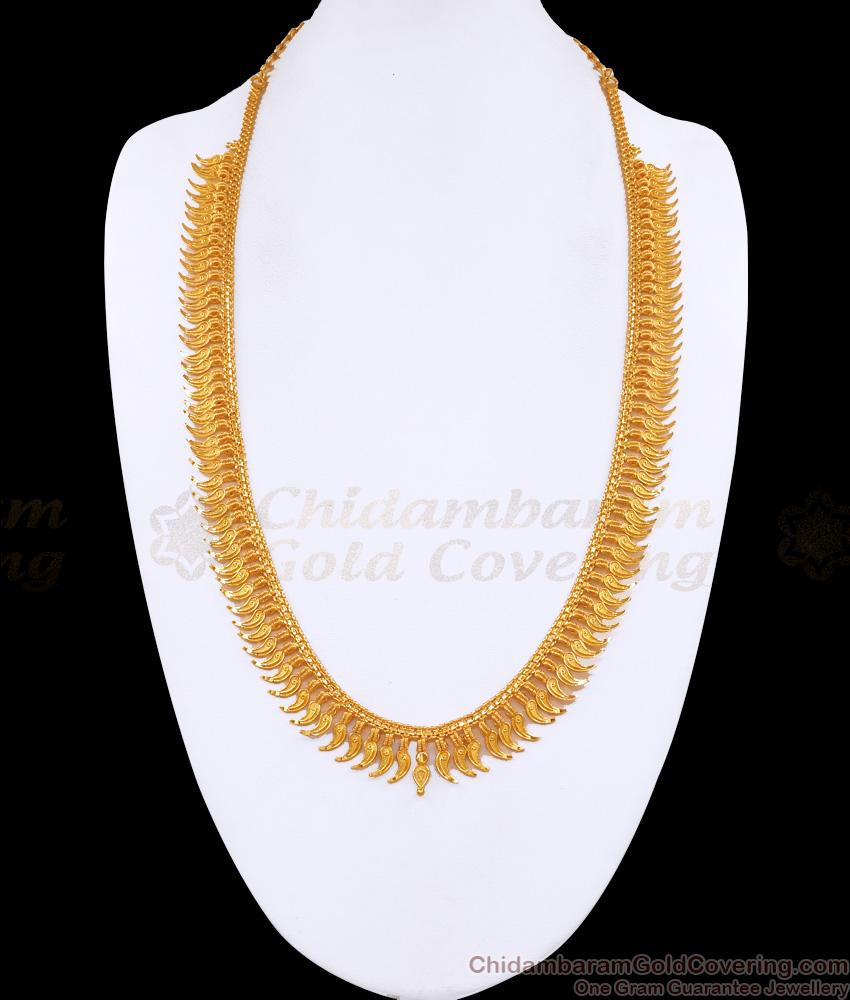 Traditional Gold Tone Mullaipoo Long Haram Designs For Women HR3457 Traditional Gold Tone Mullaipoo Long Haram Designs For Women HR3457