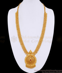 Classic Ruby Stone One Gram Gold Bridal Haram Mullai Arumbu Design HR3460 Classic Ruby Stone One Gram Gold Bridal Haram Mullai Arumbu Design HR3460