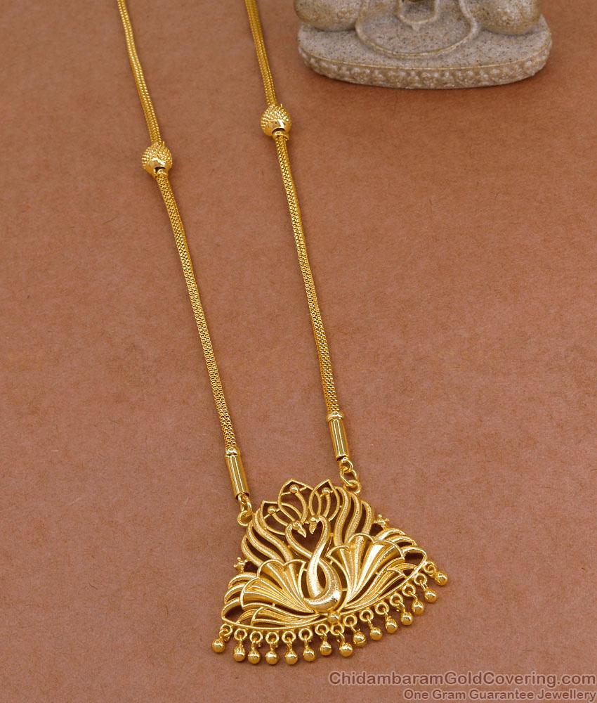 Light Weight Gold Imitation Haram Peacock Design Pendant With Chain HR3462 Light Weight Gold Imitation Haram Peacock Design Pendant With Chain HR3462