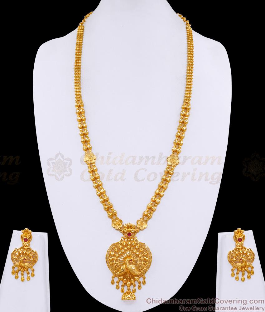 New Arrival Peacock Design Micro Gold Plated Haram Bridal Set For Women HR3465 New Arrival Peacock Design Micro Gold Plated Haram Bridal Set For Women HR3465