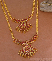 High Quality Mango Design Ruby Kemp Stone Haram Necklace Combo HR3468