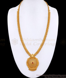 Bridal Wear Single Ruby Stone Gold Haram Beads Design HR3476