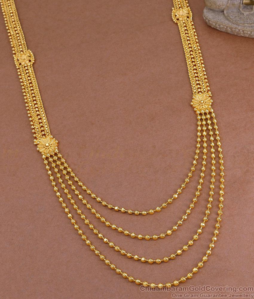 Beautiful Multi Layer Gold Beaded Bridal Haram 1 Gram Gold Jewelry HR3478 Beautiful Multi Layer Gold Beaded Bridal Haram 1 Gram Gold Jewelry HR3478