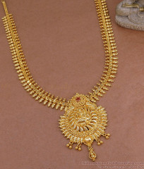 South Indian Bridal Gold Imitation Lakshmi Haram Mullaipoo Design HR3479 South Indian Bridal Gold Imitation Lakshmi Haram Mullaipoo Design HR3479