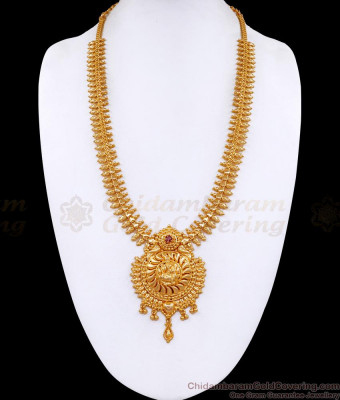 South Indian Bridal Gold Imitation Lakshmi Haram Mullaipoo Design HR3479