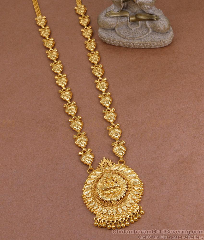 Attractive Real Gold Tone Plain Lakshmi Haram For Wedding HR3480 Attractive Real Gold Tone Plain Lakshmi Haram For Wedding HR3480