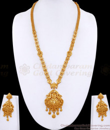 Trendy Dual Peacock Design Plain Gold Covering Haram Earring Combo HR3483