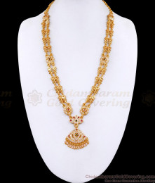 Latest Multi Color Stone Five Metal Panchaloha Long Haram Designs HR3485 Latest Multi Color Stone Five Metal Panchaloha Long Haram Designs HR3485