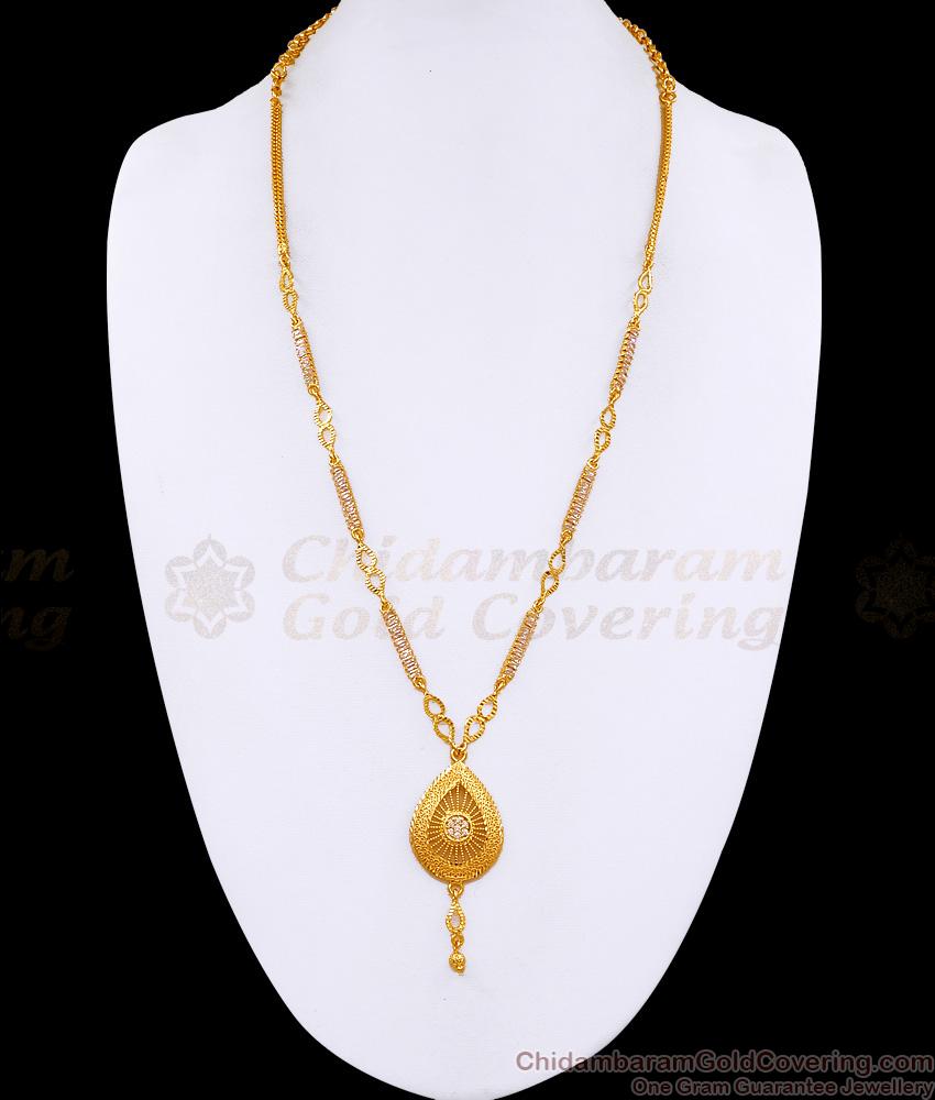 High Quality Gold Imitation Long Haram Droplet Design With White Stone HR3492