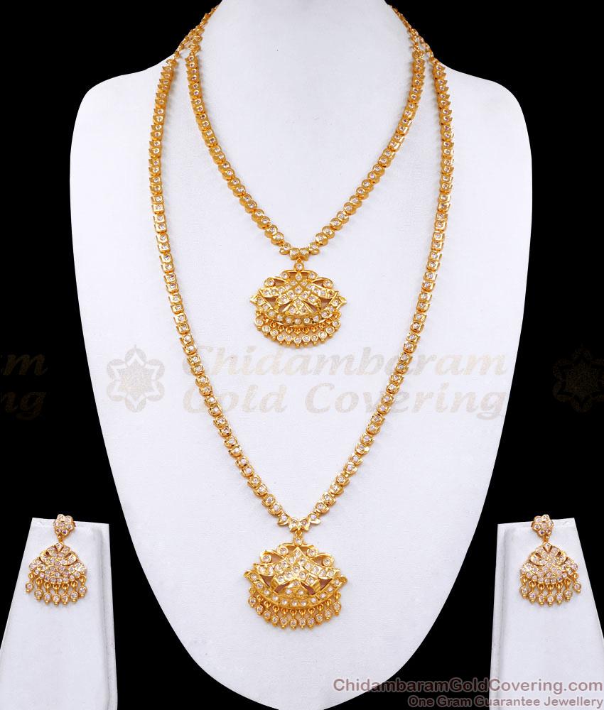 Heavy Bridal Wear Impon Panchaloha Haram Necklace Combo Set For Women HR3493