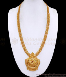 Beautiful One Gram Gold Haram Ruby Stone Design Kerala Bridal Jewelry HR3500