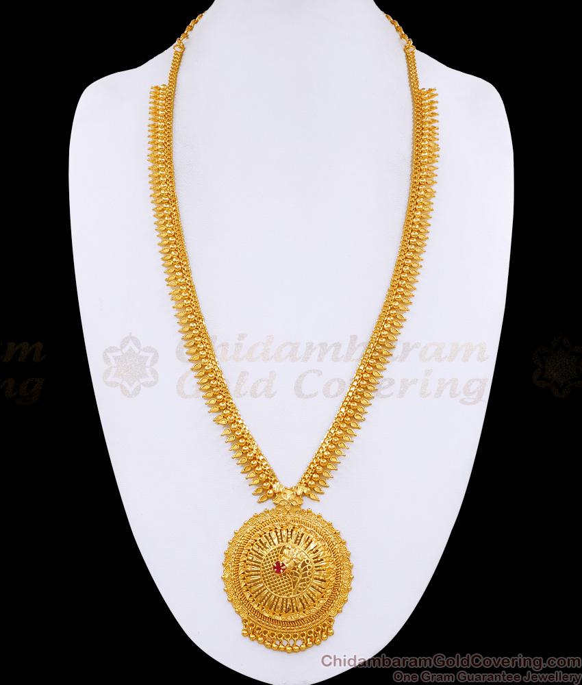 New Model Single Ruby Stone Long Mango Haram Gold Imitation Jewelry HR3501 New Model Single Ruby Stone Long Mango Haram Gold Imitation Jewelry HR3501