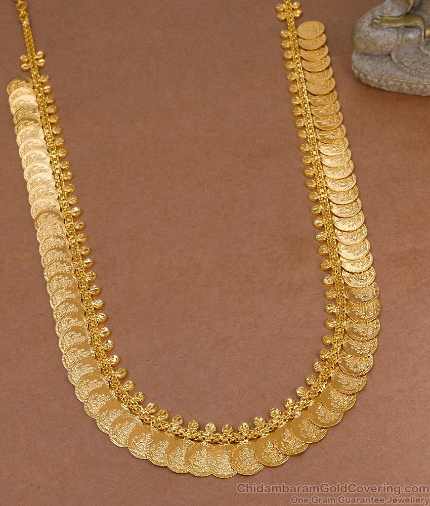 Buy Traditional One Gram Gold Lakshmi Coin Long Haram For Wedding HR3503