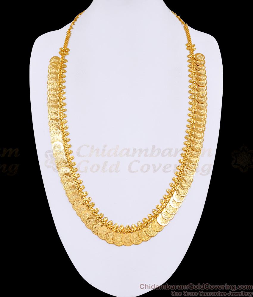 Buy Traditional One Gram Gold Lakshmi Coin Long Haram For Wedding HR3503