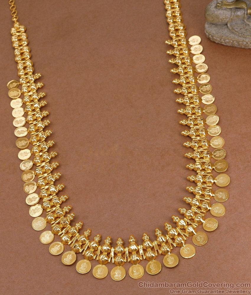 Kerala Bridal Wear Gold Plated Haram Lakshmi Coin Design For Women HR3505 Kerala Bridal Wear Gold Plated Haram Lakshmi Coin Design For Women HR3505