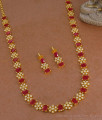 Grand Ruby Gemstone Gold Plated Diamond Haram With Earring HR3514 Grand Ruby Gemstone Gold Plated Diamond Haram With Earring HR3514