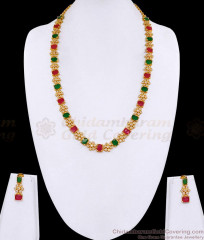 Temple Style Ruby Emerald Cz Stone Gold Plated Haram Jewellery Set HR3515 Temple Style Ruby Emerald Cz Stone Gold Plated Haram Jewellery Set HR3515